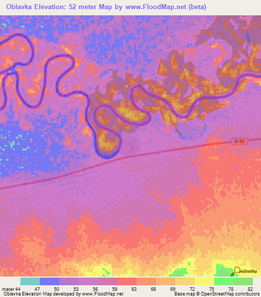Oblavka,Kazakhstan Elevation Map