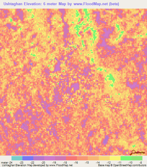 Ushtaghan,Kazakhstan Elevation Map