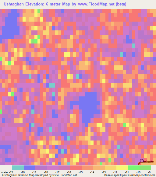 Ushtaghan,Kazakhstan Elevation Map