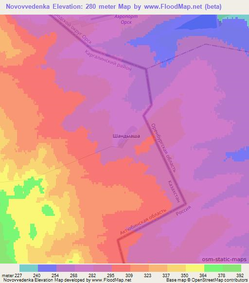 Novovvedenka,Kazakhstan Elevation Map