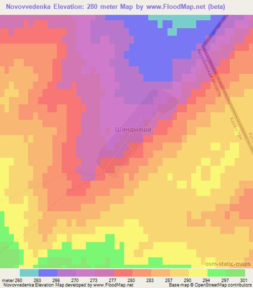 Novovvedenka,Kazakhstan Elevation Map