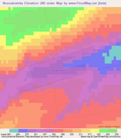 Novoukrainka,Kazakhstan Elevation Map