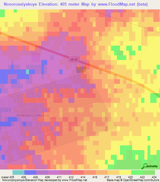 Novorossiyskoye,Kazakhstan Elevation Map