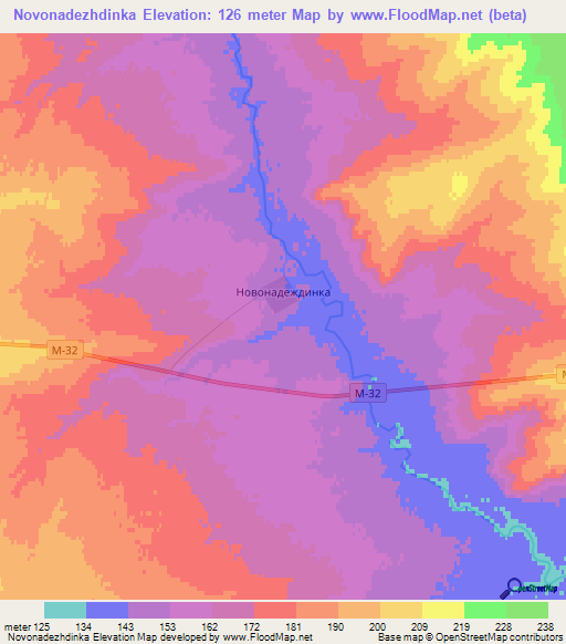 Novonadezhdinka,Kazakhstan Elevation Map