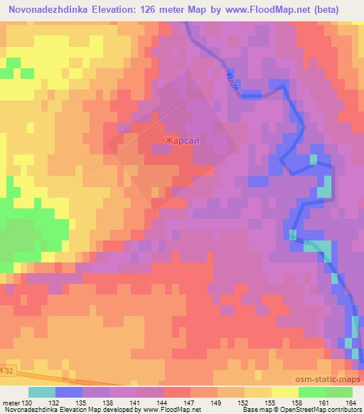 Novonadezhdinka,Kazakhstan Elevation Map