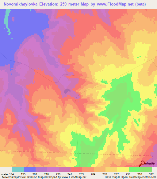 Novomikhaylovka,Kazakhstan Elevation Map
