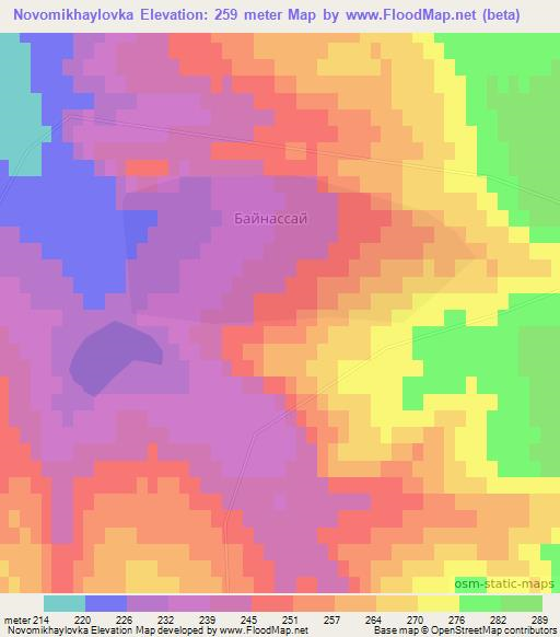 Novomikhaylovka,Kazakhstan Elevation Map