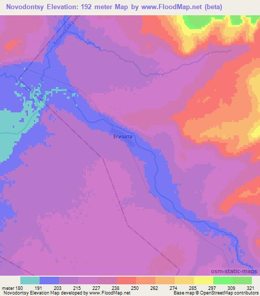 Novodontsy,Kazakhstan Elevation Map
