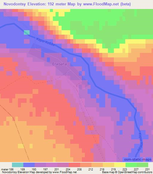 Novodontsy,Kazakhstan Elevation Map