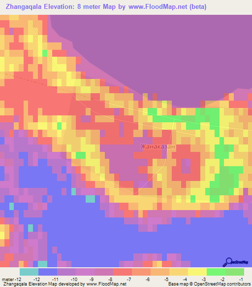 Zhangaqala,Kazakhstan Elevation Map
