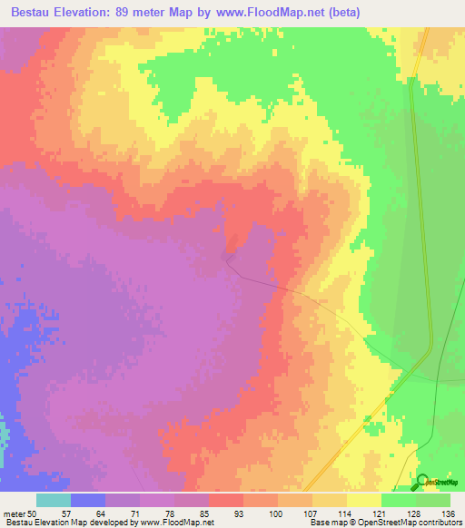 Bestau,Kazakhstan Elevation Map