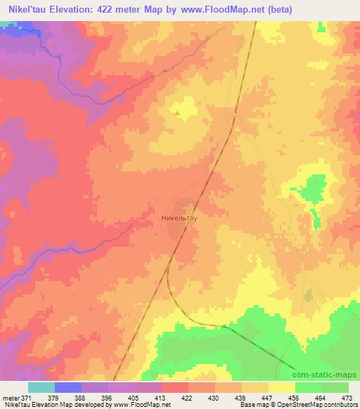 Nikel'tau,Kazakhstan Elevation Map