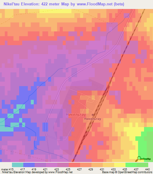 Nikel'tau,Kazakhstan Elevation Map