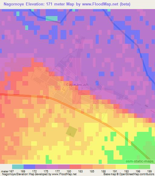 Nagornoye,Kazakhstan Elevation Map