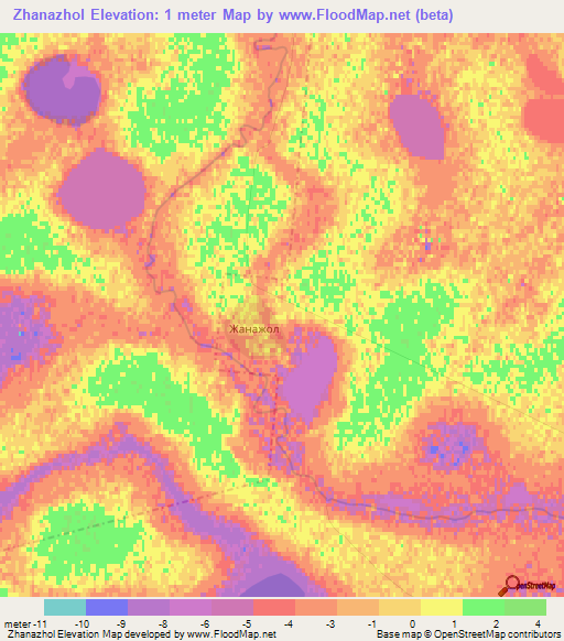 Zhanazhol,Kazakhstan Elevation Map