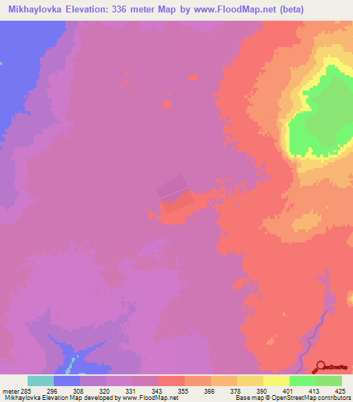 Mikhaylovka,Kazakhstan Elevation Map