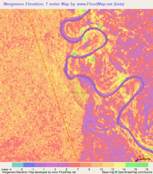 Mergenevo,Kazakhstan Elevation Map