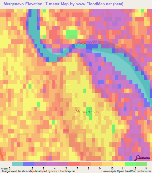 Mergenevo,Kazakhstan Elevation Map