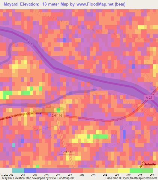 Mayaral,Kazakhstan Elevation Map