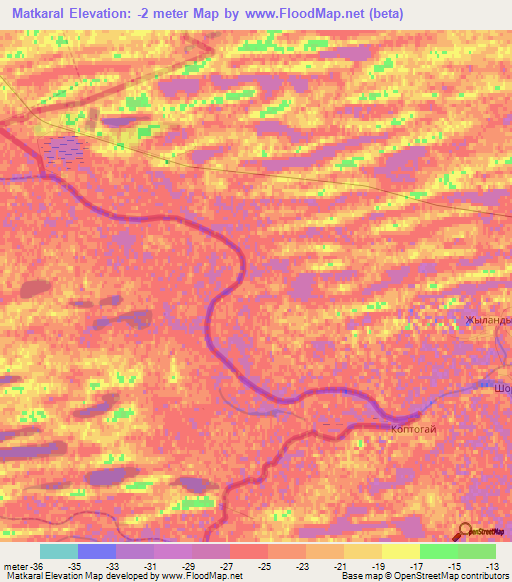 Matkaral,Kazakhstan Elevation Map
