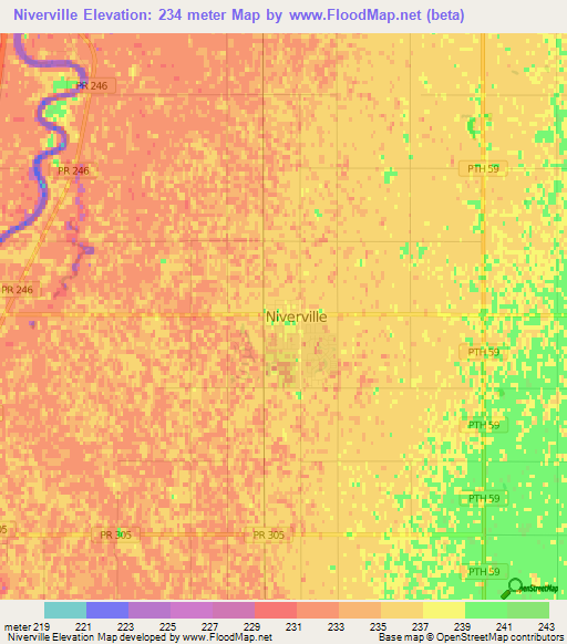 Niverville,Canada Elevation Map