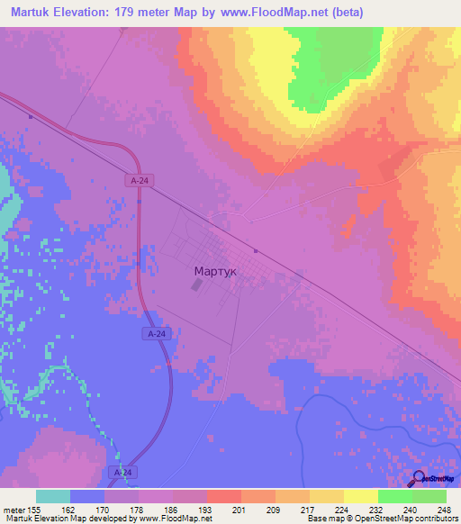 Martuk,Kazakhstan Elevation Map