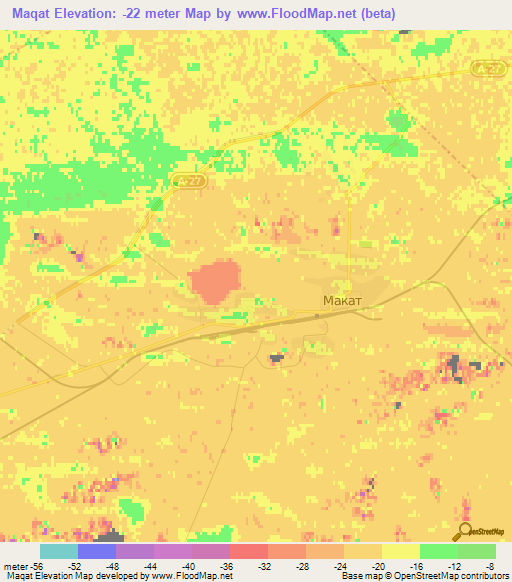 Maqat,Kazakhstan Elevation Map