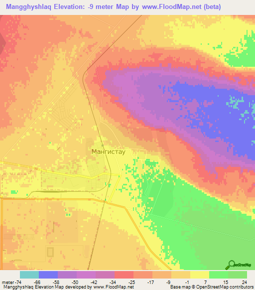 Mangghyshlaq,Kazakhstan Elevation Map