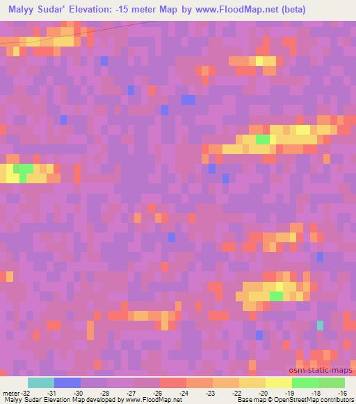 Malyy Sudar',Kazakhstan Elevation Map