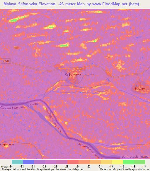 Malaya Safonovka,Kazakhstan Elevation Map