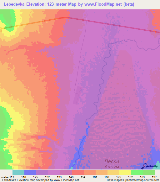 Lebedevka,Kazakhstan Elevation Map