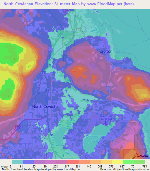 North Cowichan,Canada Elevation Map