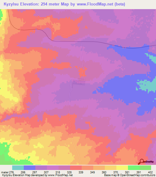 Kyzylsu,Kazakhstan Elevation Map