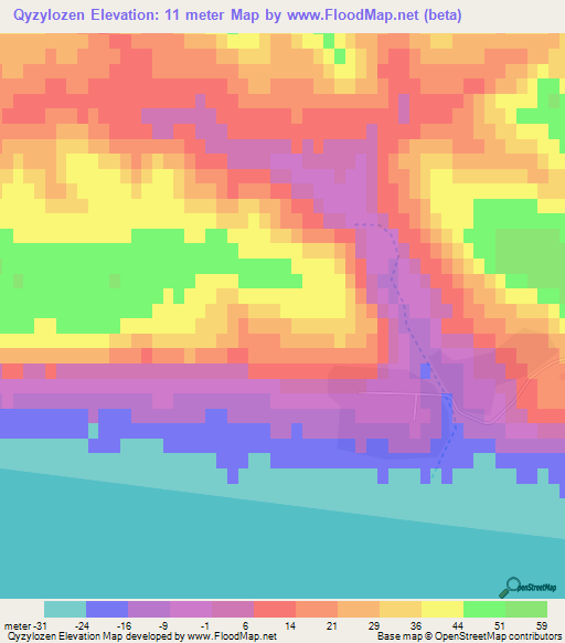 Qyzylozen,Kazakhstan Elevation Map