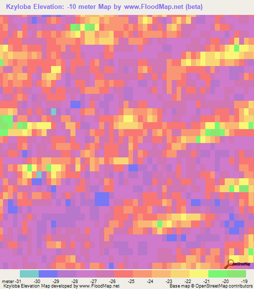 Kzyloba,Kazakhstan Elevation Map
