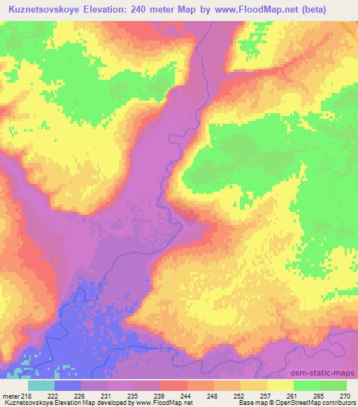 Kuznetsovskoye,Kazakhstan Elevation Map