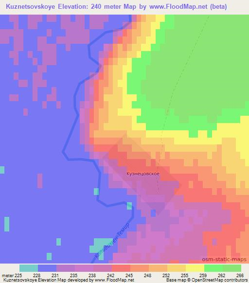 Kuznetsovskoye,Kazakhstan Elevation Map