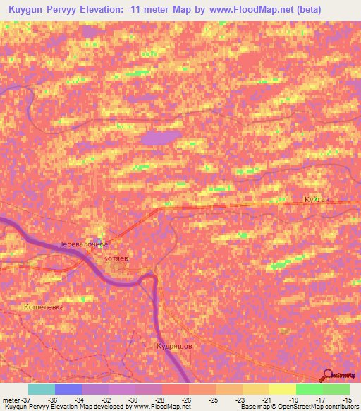 Kuygun Pervyy,Kazakhstan Elevation Map