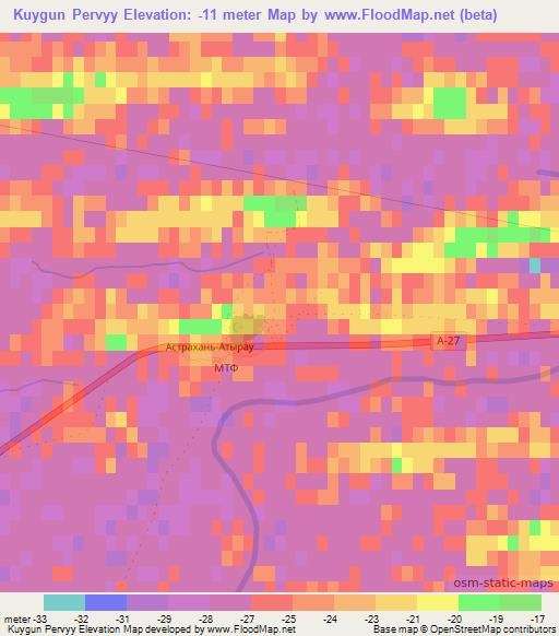 Kuygun Pervyy,Kazakhstan Elevation Map