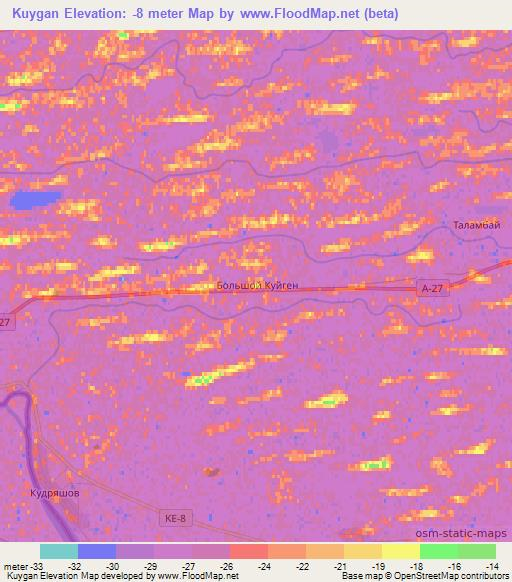 Kuygan,Kazakhstan Elevation Map