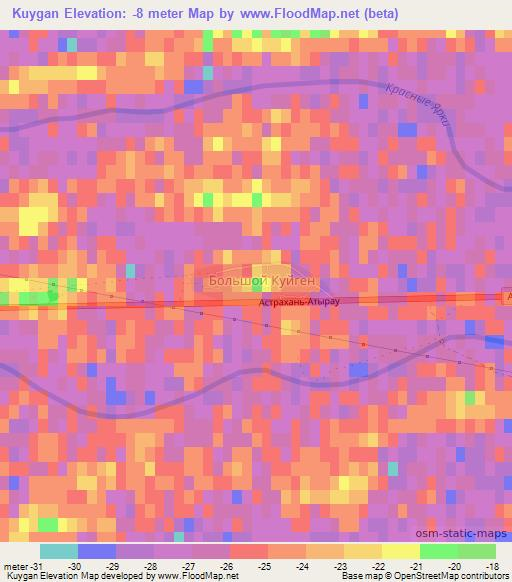Kuygan,Kazakhstan Elevation Map