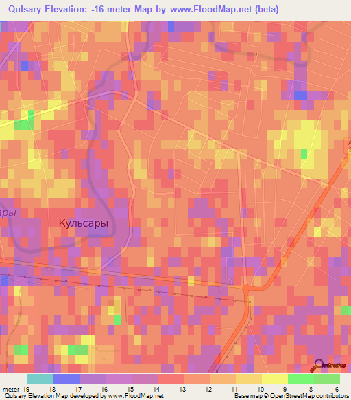 Qulsary,Kazakhstan Elevation Map