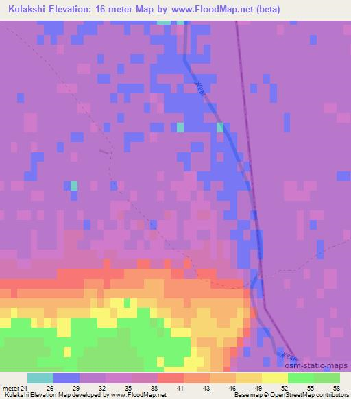 Kulakshi,Kazakhstan Elevation Map