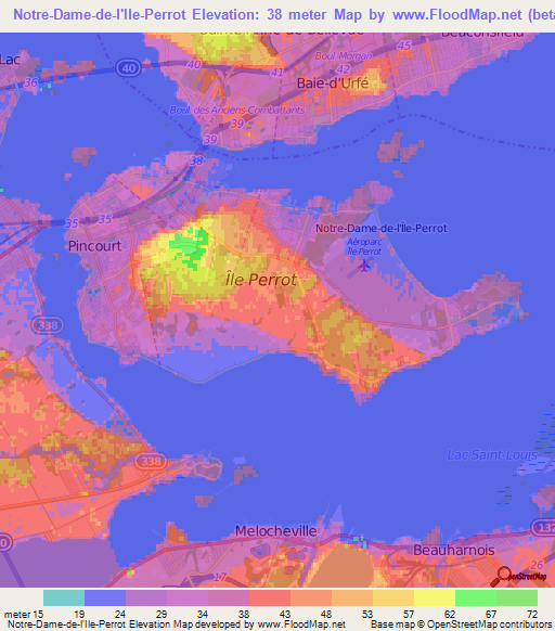 Elevation of NotreDamedel'IlePerrot,Canada Elevation Map