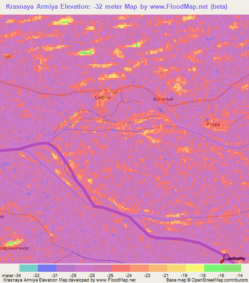 Krasnaya Armiya,Kazakhstan Elevation Map