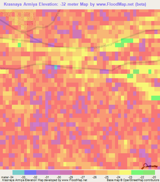 Krasnaya Armiya,Kazakhstan Elevation Map