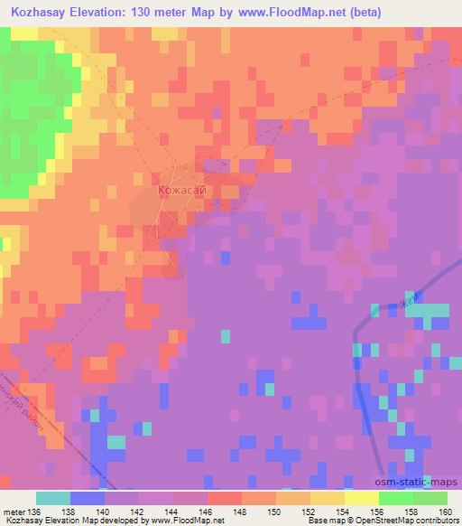 Kozhasay,Kazakhstan Elevation Map