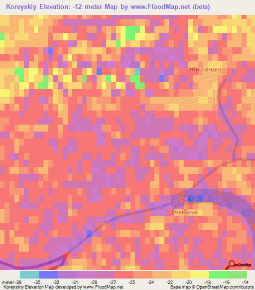 Koreyskiy,Kazakhstan Elevation Map