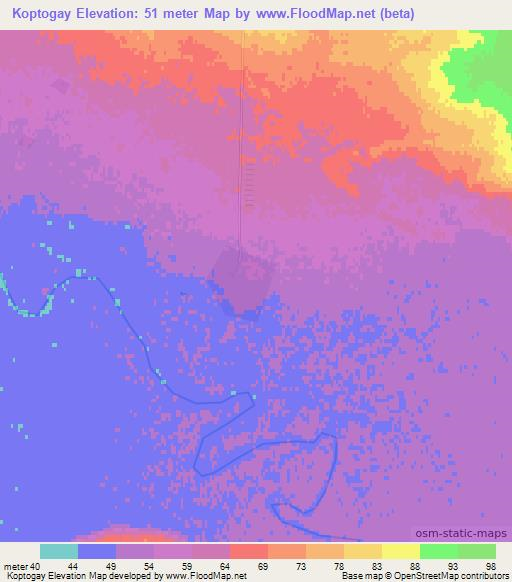 Koptogay,Kazakhstan Elevation Map