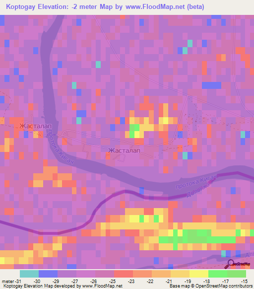 Koptogay,Kazakhstan Elevation Map